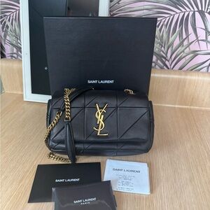 Saint Laurent Jamie small Black Quilted Leather Shoulder Bag with Gold Hardware